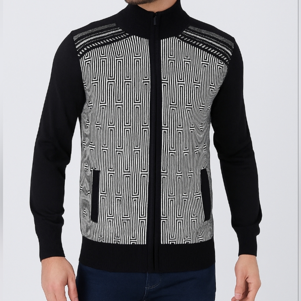 Studio Ferera Black White Vintage Cardigan, Size XL